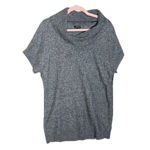 Apt 9 Silver Sweater Metallic Marled Look Short Slv Cowl Neck Sz L